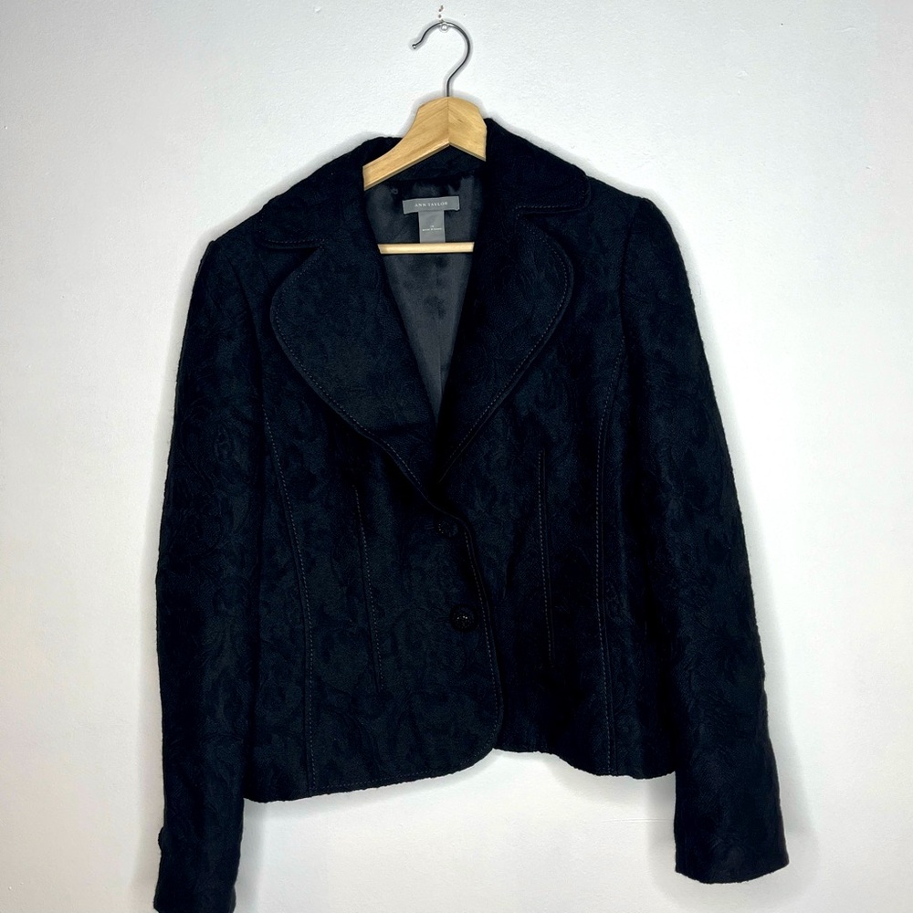 Ann Taylor black embroidered textured jacket coat goth alternative women